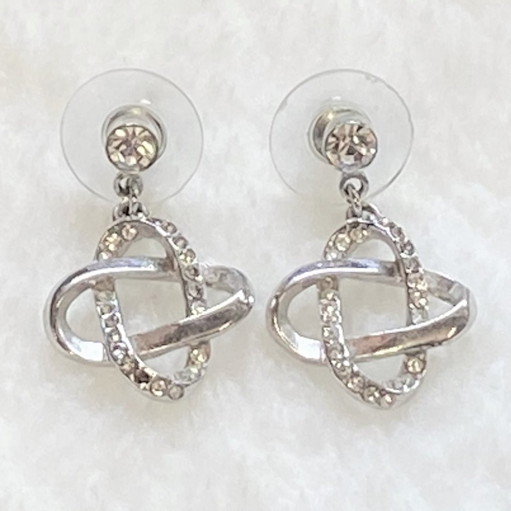 Silver Color Sparkle Contemporary Earrings